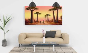 "Serenity Beneath the Madagascar Baobabs" – Luxury Fine Art Digital Print | Modern Tropical Landscape Printable Wall Art