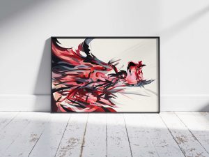 "Crimson Surge" – Premium Abstract Dynamic Wall Art (Ultra HD Digital Download)