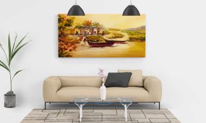 "Golden Riverbank Serenity" – Luxury Impressionist Landscape Digital Download | Fine Art Wall Print