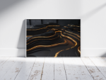 Luxury Golden Topography Abstract Wall Art | Dark Premium Digital Download Poster