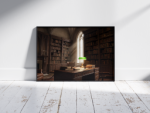 Dark Academia Gothic Library Printable Wall Art | Mystical Sunlight Study Digital Print