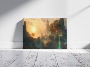 The Luminescent World Tree - Ethereal Sunset Horizon | Premium Digital Wall Art