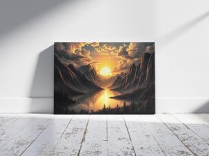 Golden Zenith | Premium Panoramic Mountain Sunset Digital Wall Art