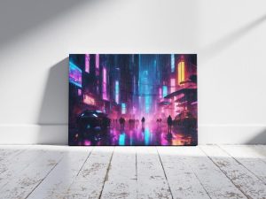 "Neo-Tokyo Lumina" Cyberpunk Cityscape Canvas – Premium Printable Wall Art