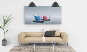 "Minimalist Sailing Odyssey" – Fine Art Digital Print | Luxury Modern Sailboats Wall Art