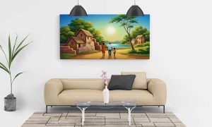 "Serene Village Sunset" – Premium Digital Wall Art & Printable Landscape