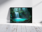 The Luminescent Eden | Mystical Forest Waterfall | Premium Digital Wall Art