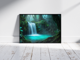 The Luminescent Eden | Mystical Forest Waterfall | Premium Digital Wall Art