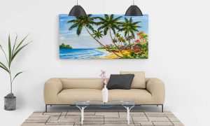 Tropical Serenity – Luxury Coastal Beach & Palm Trees Fine Art Digital Print
