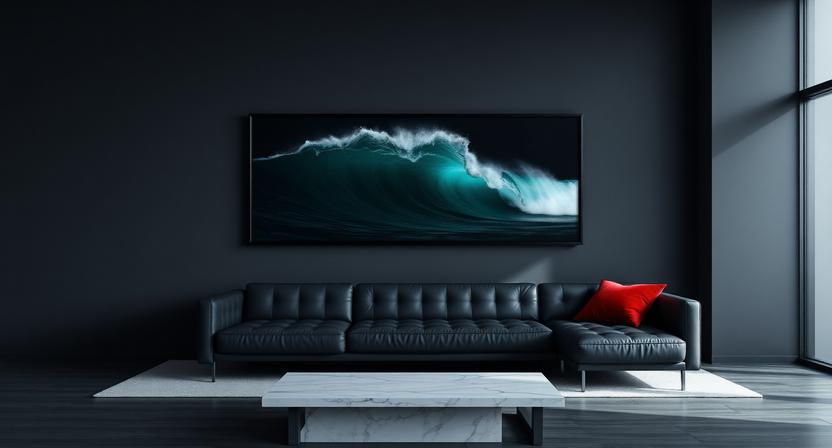 Emerald Abyss artwork displayed in a luxury minimalist lounge
